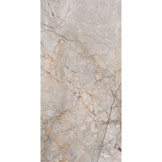 Marble-patterned tile with beige and gray colors on a white background