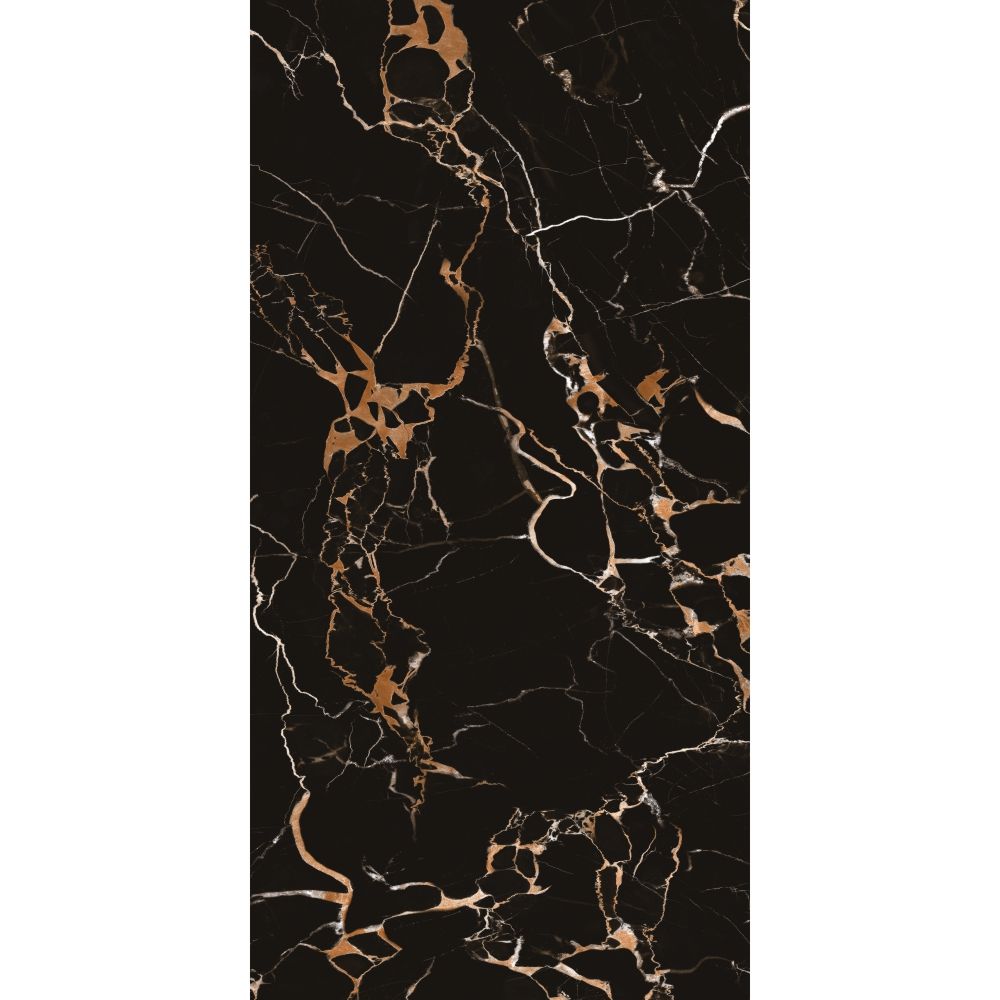 Glossy Black Marble Effect 600x1200mm Floor Tile
