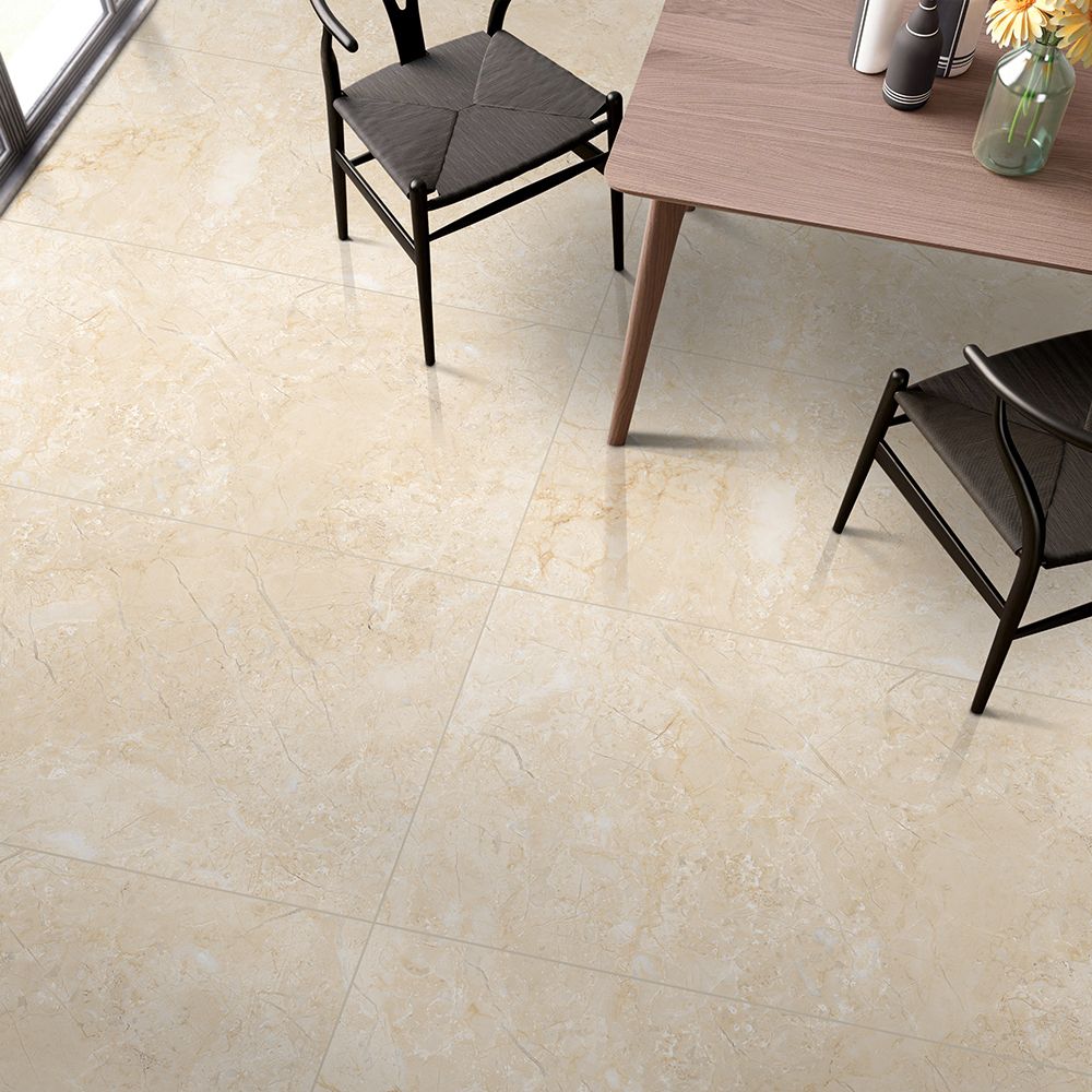 Sandstone Beige Mild Gloss Floor Tile 600x1200mm – Polished Porcelain Marble Effect