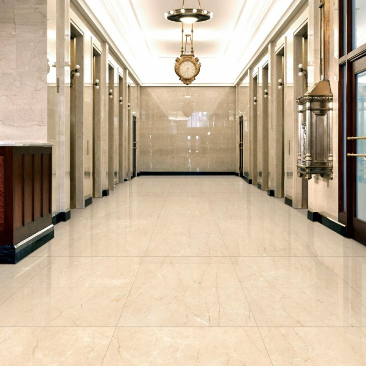 Elegant Cream Glossy Floor and Wall Tile 600x600mm