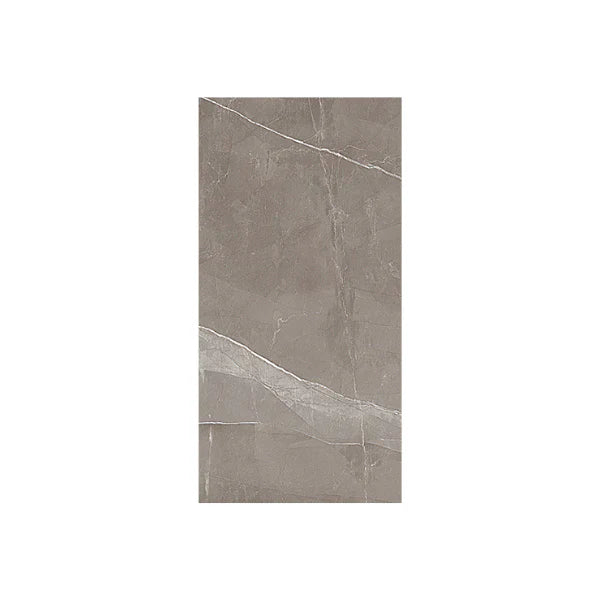 Rectangular tile with a gray marbled pattern on a white background