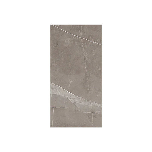 Rectangular tile with a gray marbled pattern on a white background