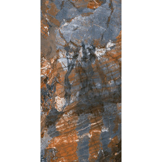 Marble-like pattern with brown, gray, and blue colors on a white background