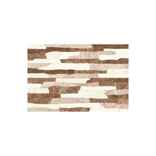 Rectangular mat with brown and beige abstract pattern on a white background