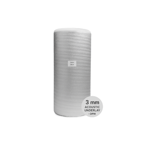 Silver 3mm Acoustic Underlay with DPM – Laminate & Wood Flooring Protection