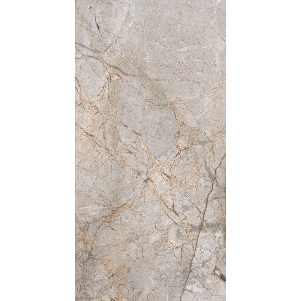 Marble-patterned tile with beige and gray colors on a white background