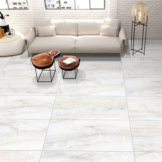 Natural Olive Stone Glossy Floor Tile 600x1200mm – Green Onyx Marble Effect Porcelain