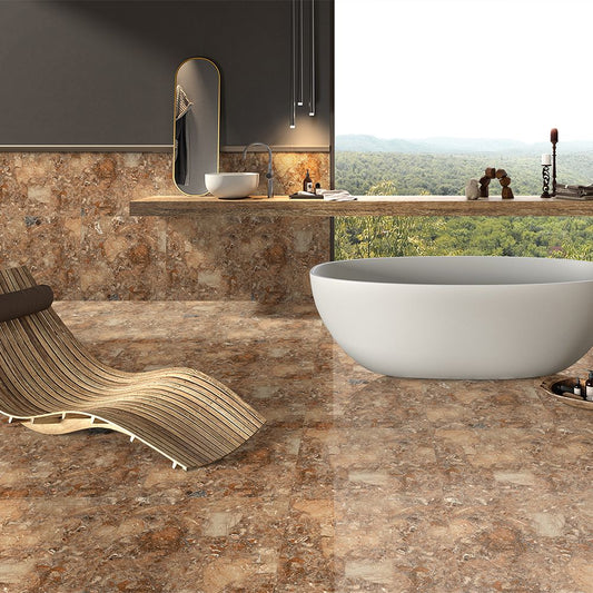 Glossy Cream Porcelain Floor Tile 600x600mm – Polished Marble Style