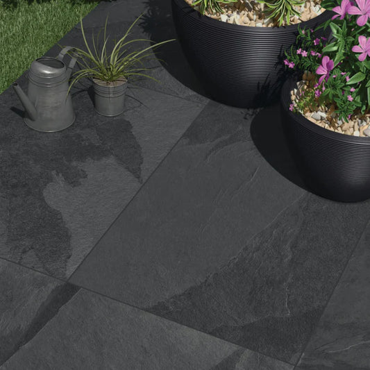 Charcoal Black Outdoor Porcelain Tile 600x900x20mm – Non-Slip Finish