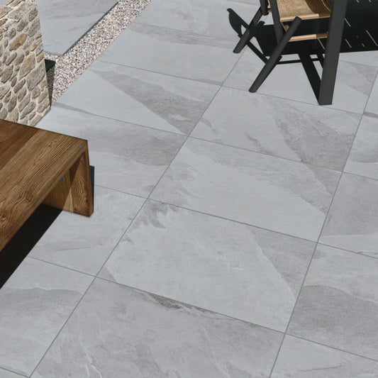 Elegant Grey Matt Outdoor Tile 600x900x20mm – Textured Stone Look
