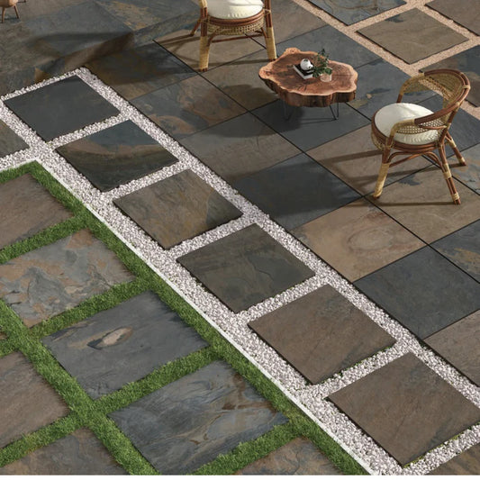 Natural Golden Beige Outdoor Porcelain Tile 600x900x20mm – Stone Effect Slab