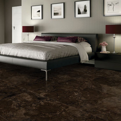 Rich Cocoa Brown Glossy Porcelain Wall Tile 600x1200mm – Polished Look