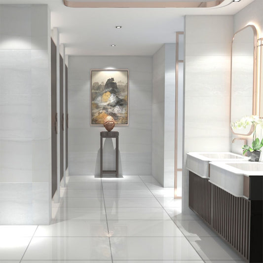 Bianco White Gloss Porcelain Floor Tile 300x600mm – Marble Effect