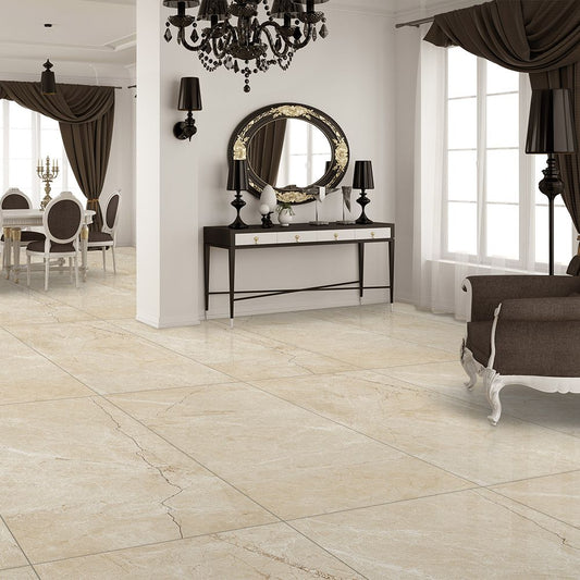 Elegant Gold Vein Gloss Porcelain Floor Tile 600x1200mm – High Shine