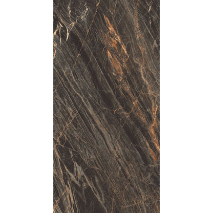 Marble-like patterned tile with brown and gray colors on a white background