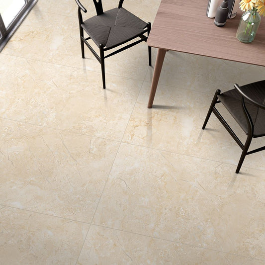 Sandstone Beige Mild Gloss Floor Tile 600x1200mm – Polished Porcelain Marble Effect
