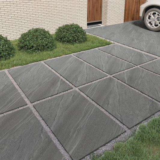 Grey Outdoor Porcelain Tile 600x900x20mm – Textured Non-Slip Matt Slab