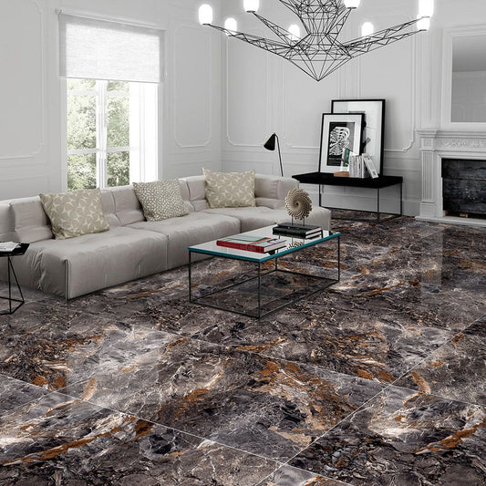 Nero Black Polished Porcelain Floor Tile 600x1200mm – Gloss Finish