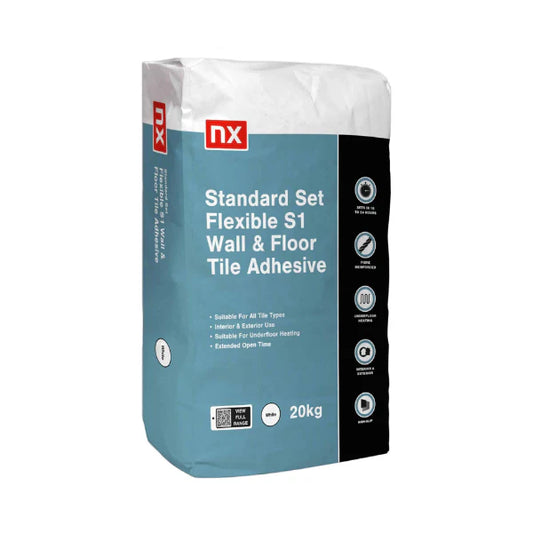NX S1 Standard Set Flexible White Wall & Floor Tile Adhesive - 20kg