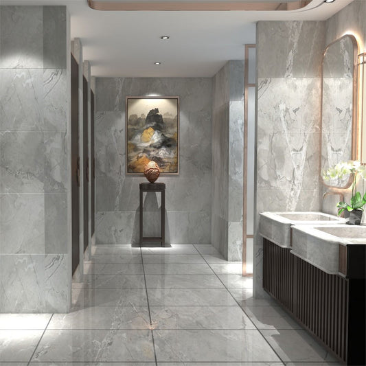 Light Grey Glossy Ceramic Wall Tile 300x600mm – Modern Style