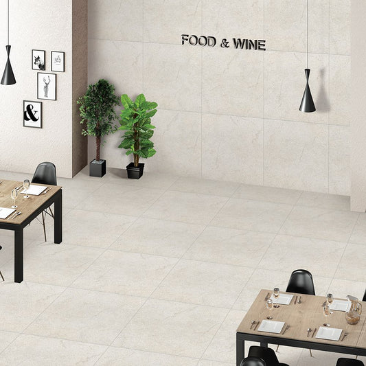 Light Grey 600x600mm Matt Stone Effect Porcelain Floor and Wall Tile