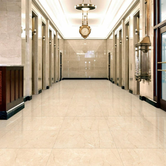 Elegant Cream Glossy Floor and Wall Tile 600x600mm