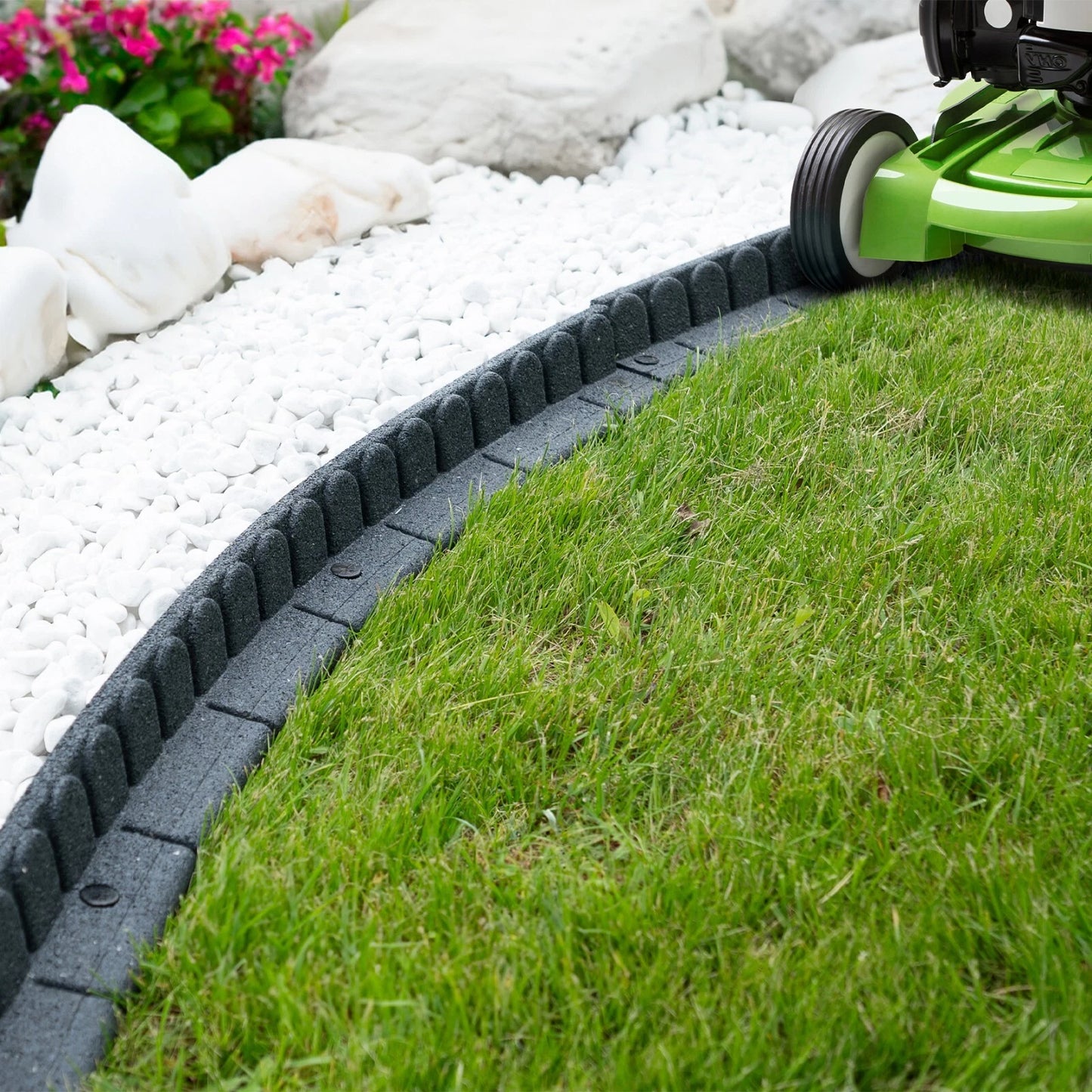 Flexible Rubber Garden Edging – Brick Effect Lawn Border 120cm
