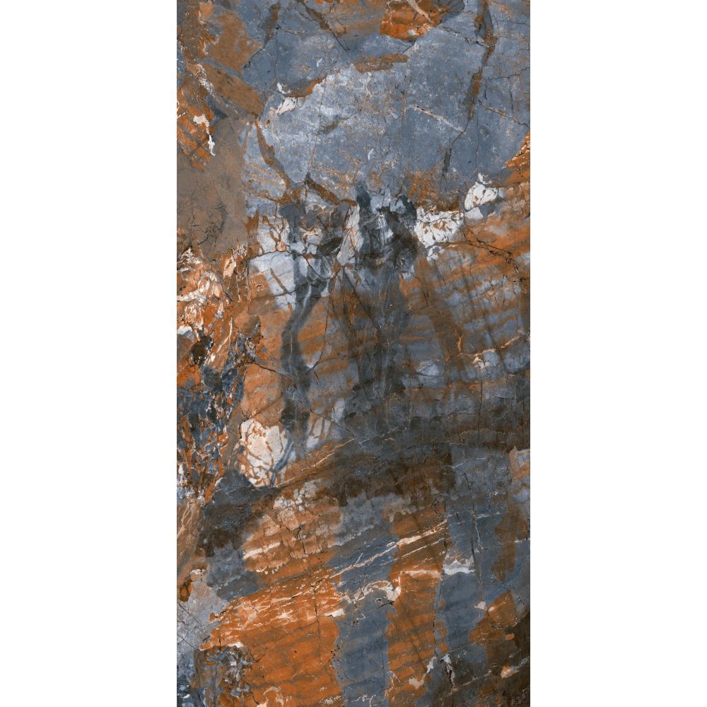 Marble-patterned surface with brown and blue hues on a white background