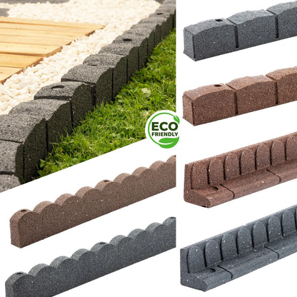 Flexible Rubber Garden Edging – Brick Effect Lawn Border 120cm