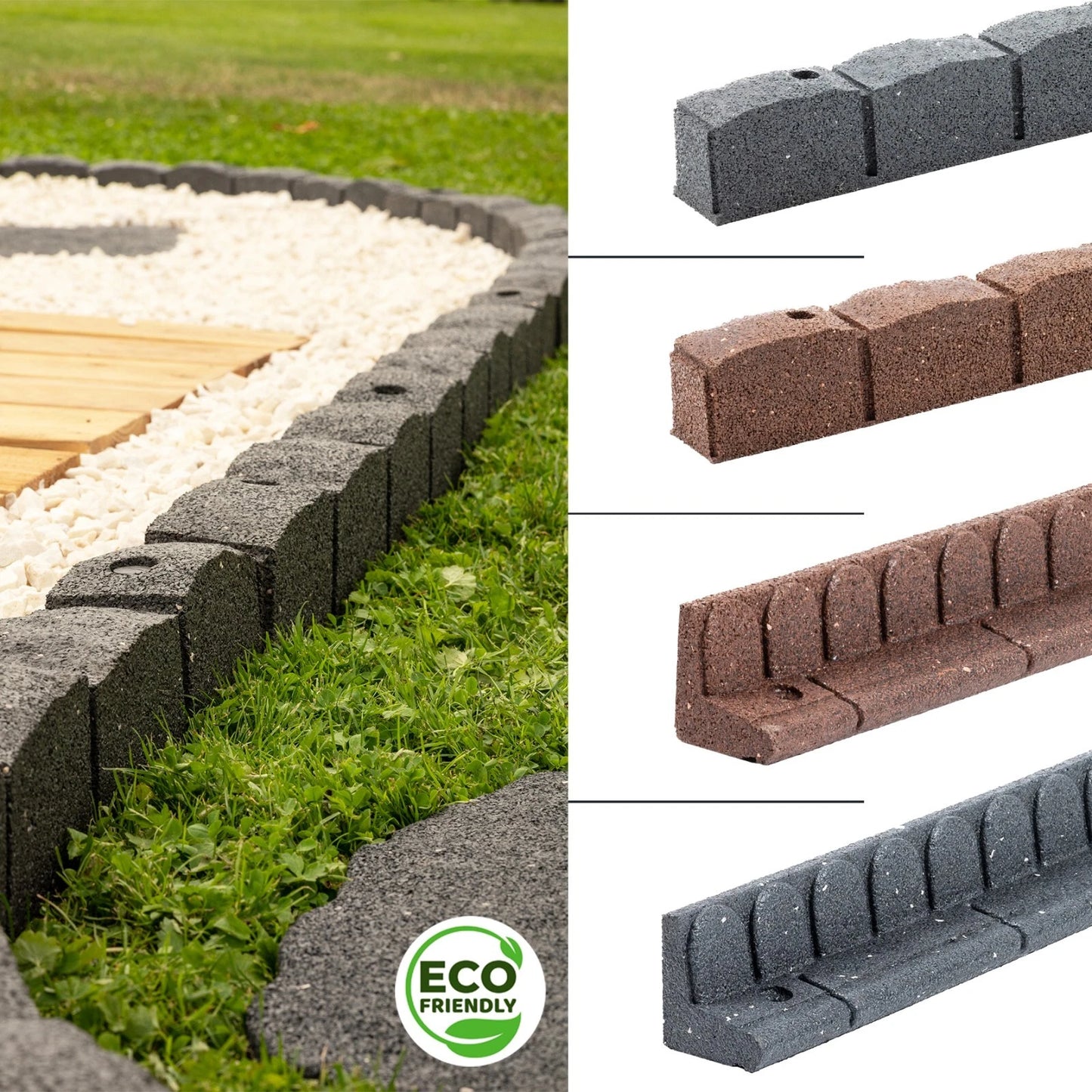Flexible Rubber Garden Edging – Brick Effect Lawn Border 120cm