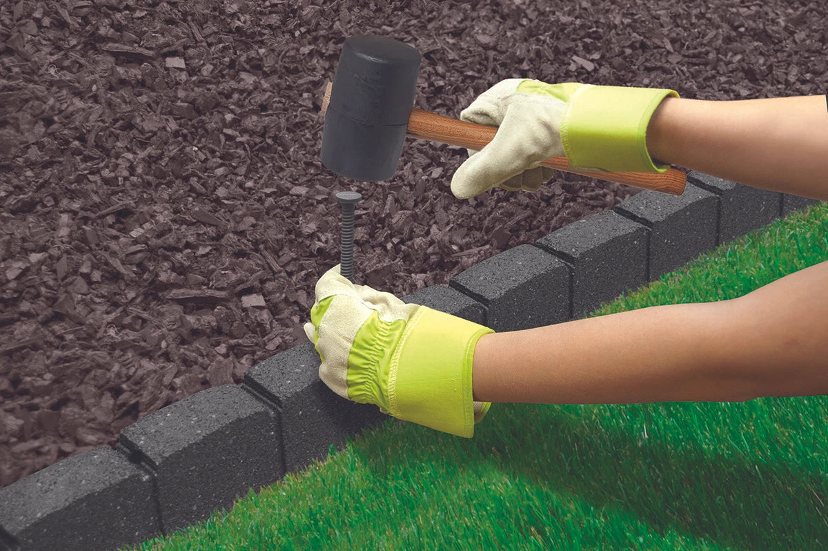 Flexible Rubber Garden Edging – Brick Effect Lawn Border 120cm
