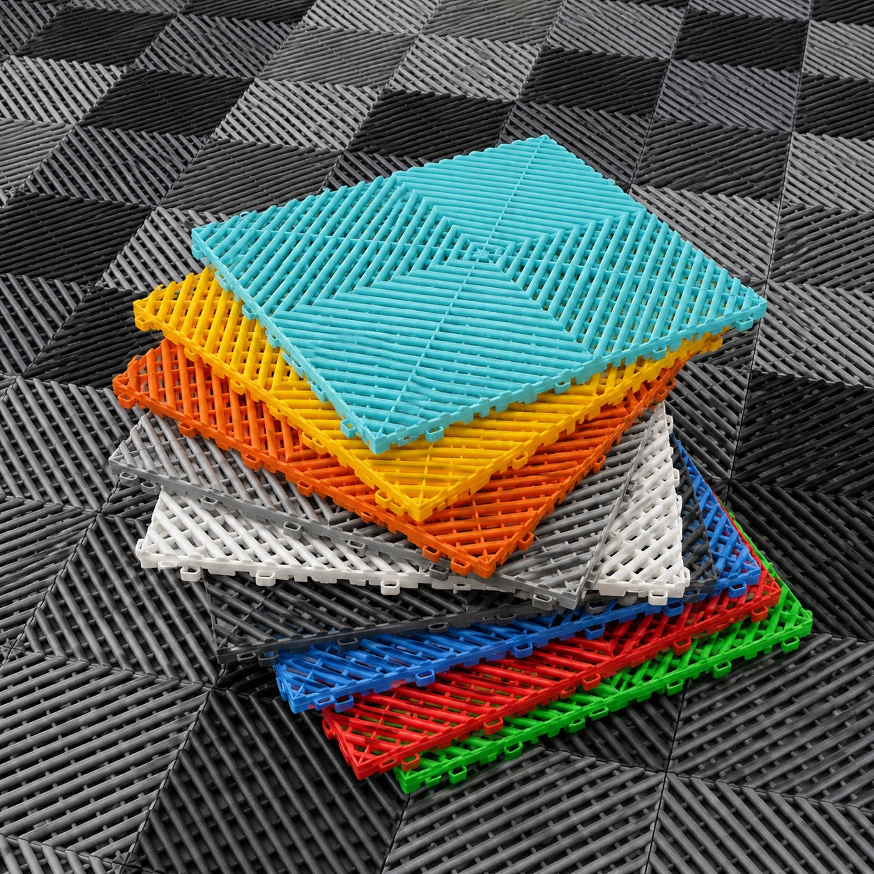 Modular Interlocking Ribbed Garage Flooring Tiles Similar to Swisstrax Ribtrax