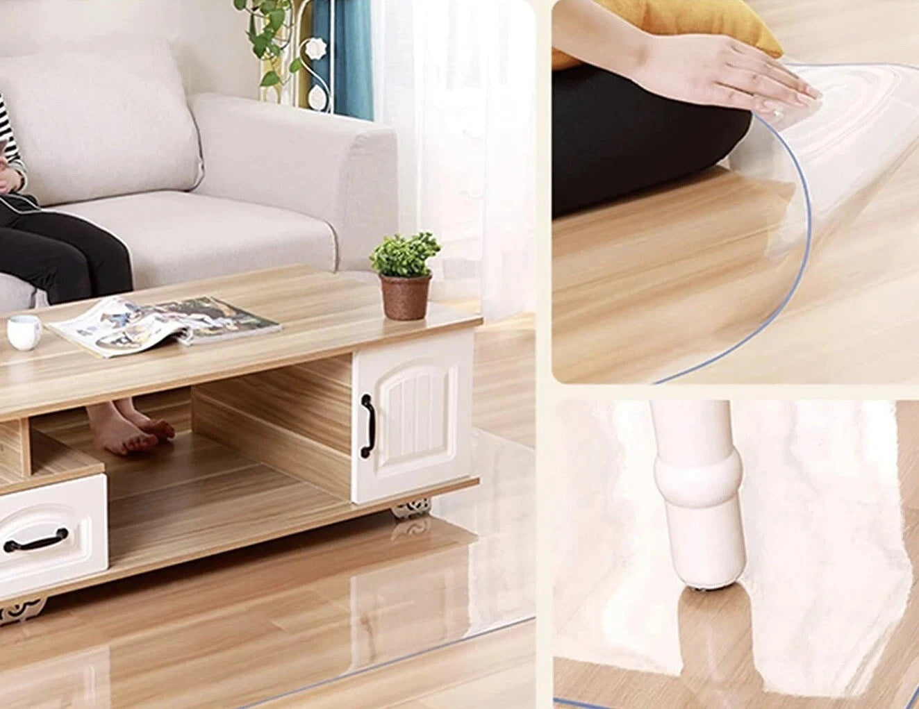 2mm Thick Clear Transparent Vinyl PVC Tablecloth Table Protector Plastic Cover