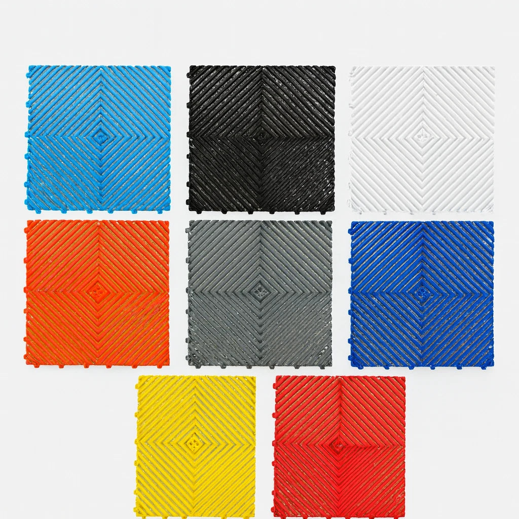 Modular Interlocking Ribbed Garage Flooring Tiles Similar to Swisstrax Ribtrax