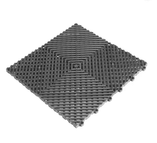 Modular Interlocking Ribbed Garage Flooring Tiles Similar to Swisstrax Ribtrax