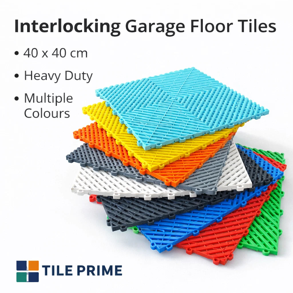 Modular Interlocking Ribbed Garage Flooring Tiles Similar to Swisstrax Ribtrax