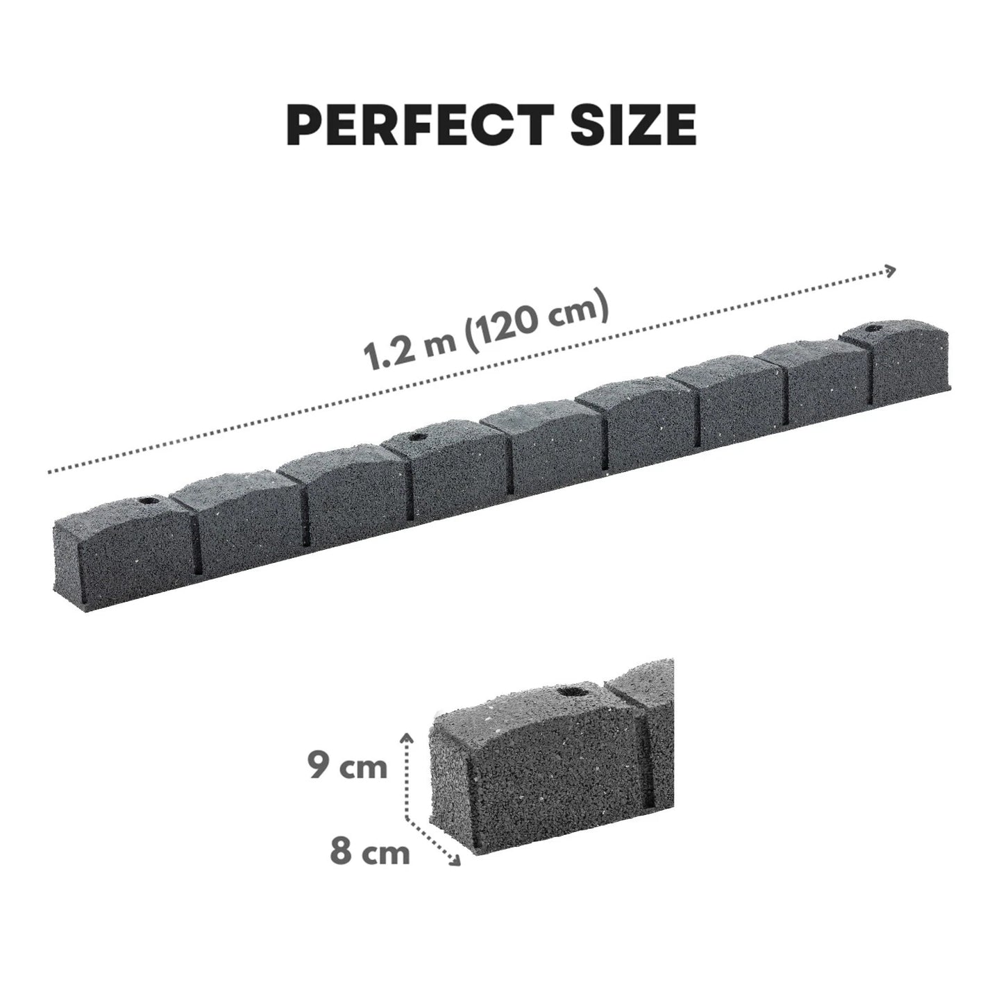 Flexible Rubber Garden Edging – Brick Effect Lawn Border 120cm